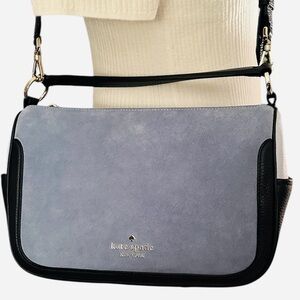 Kate Spade New Powder Blue & Light Gray Crossbody Medium Suede and Leather Bag